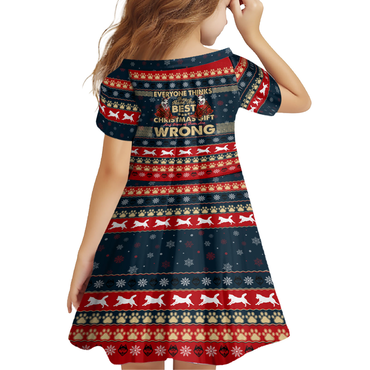 Merry Wet Nosemas Family Matching Short Sleeve Bodycon Dress and Hawaiian Shirt Christmas Husky - Wonder Print Shop