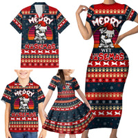 Merry Wet Nosemas Family Matching Short Sleeve Bodycon Dress and Hawaiian Shirt Christmas Husky - Wonder Print Shop