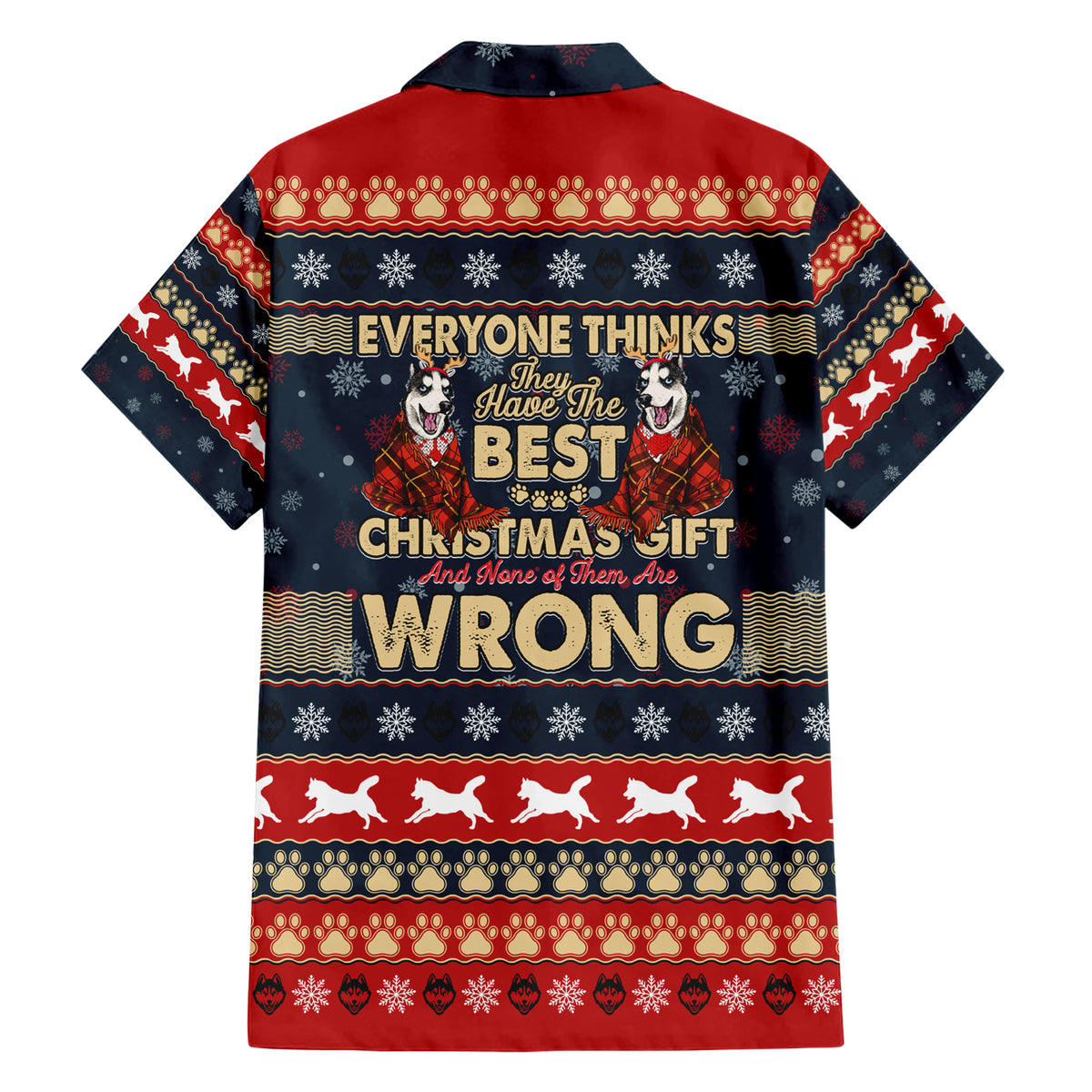 Merry Wet Nosemas Family Matching Short Sleeve Bodycon Dress and Hawaiian Shirt Christmas Husky - Wonder Print Shop