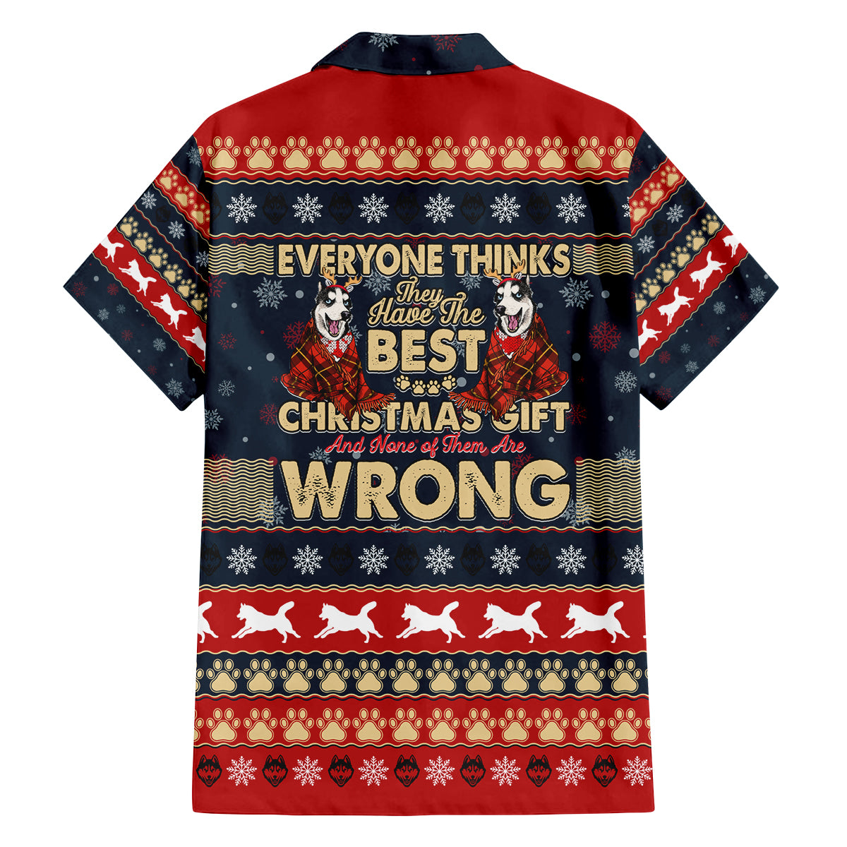 Merry Wet Nosemas Family Matching Tank Maxi Dress and Hawaiian Shirt Christmas Husky - Wonder Print Shop