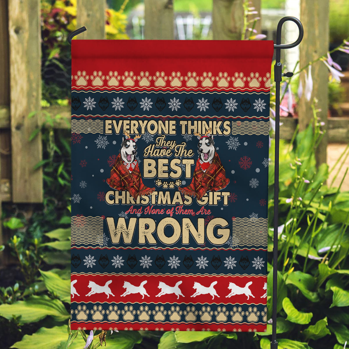 Merry Wet Nosemas Garden Flag Christmas Husky - Wonder Print Shop