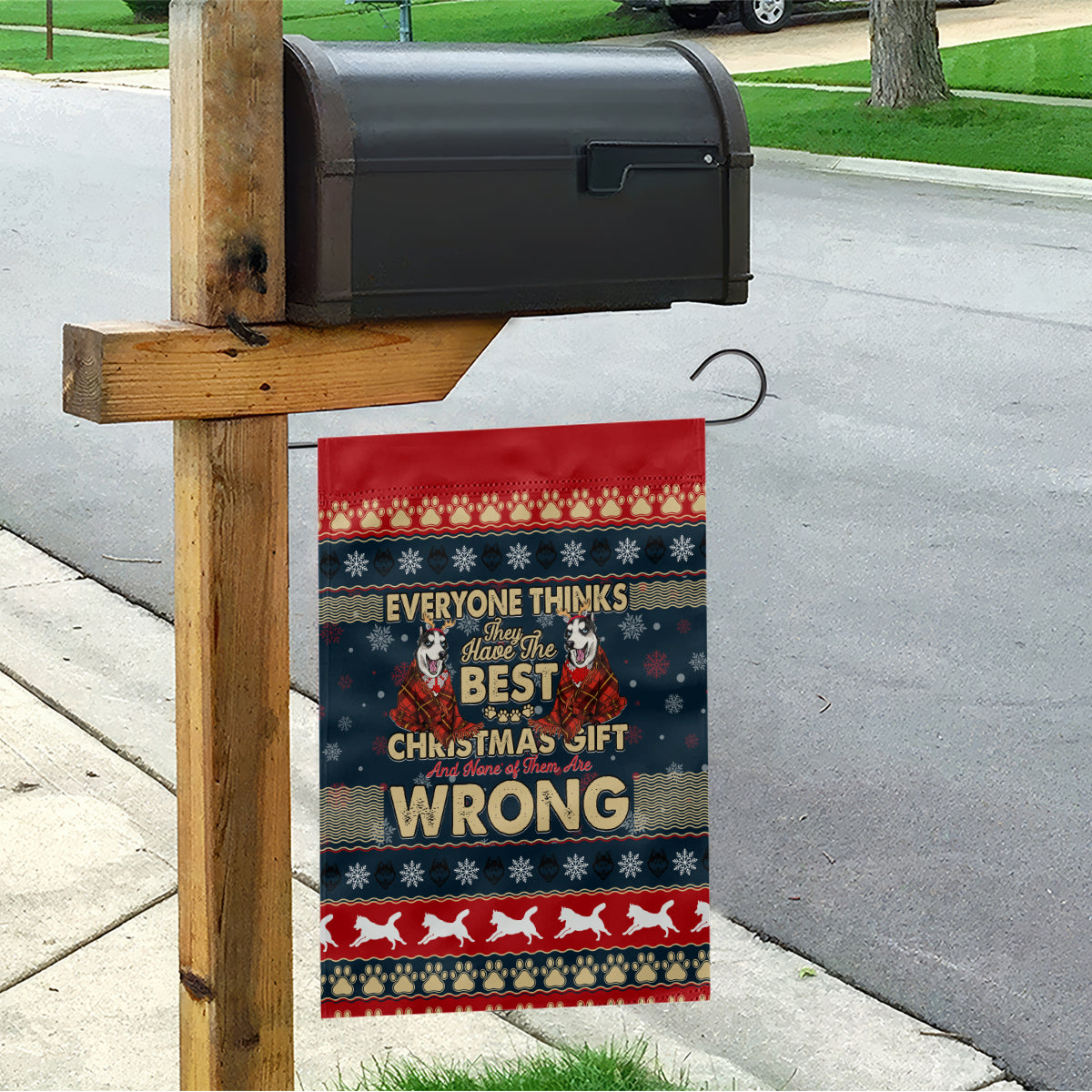 Merry Wet Nosemas Garden Flag Christmas Husky - Wonder Print Shop