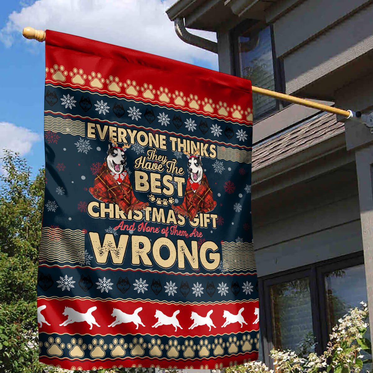 Merry Wet Nosemas Garden Flag Christmas Husky - Wonder Print Shop