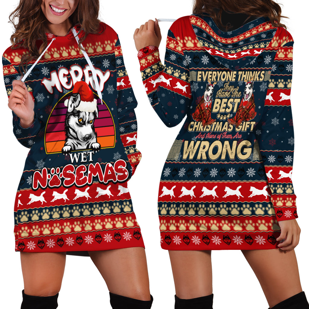 Merry Wet Nosemas Hoodie Dress Christmas Husky - Wonder Print Shop
