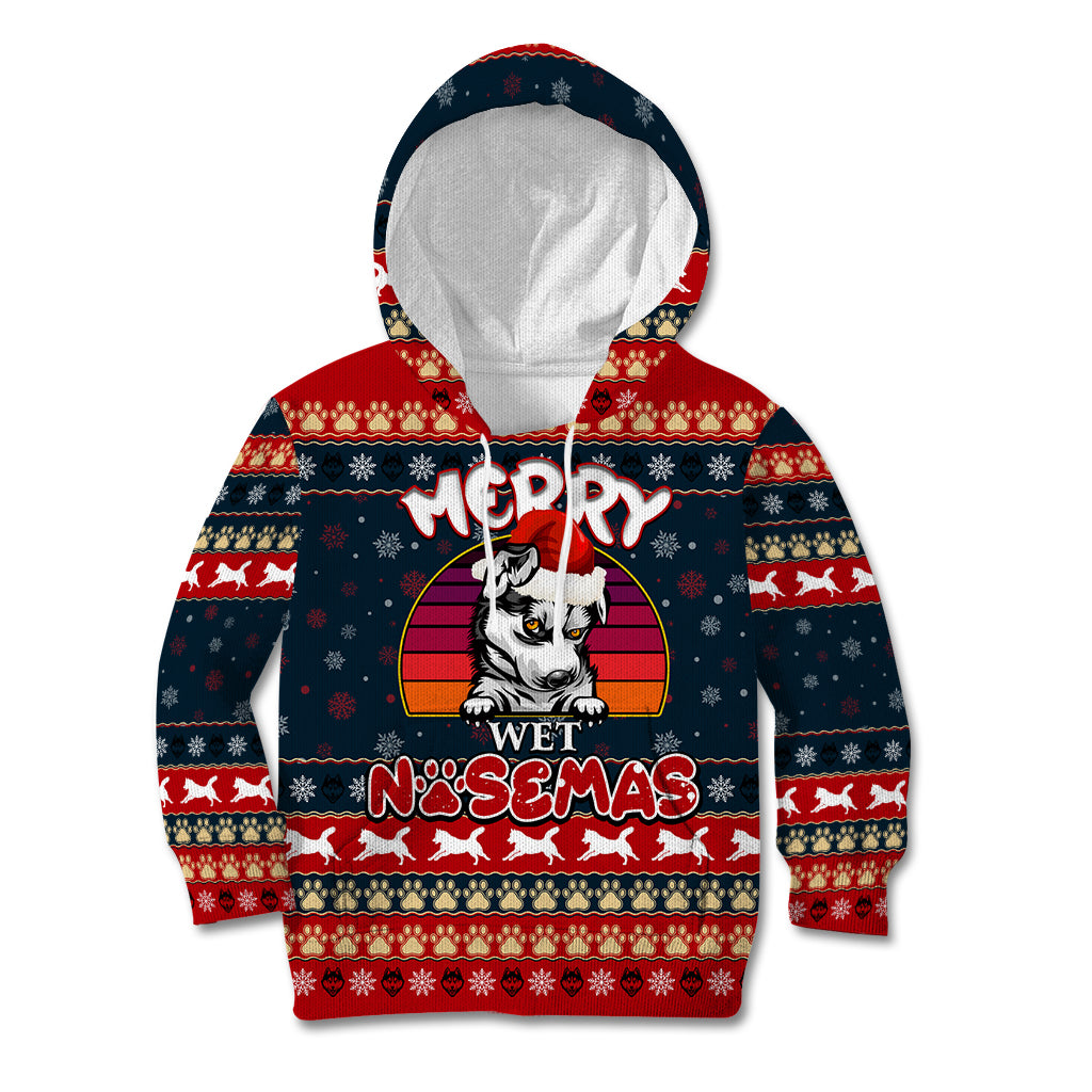 Merry Wet Nosemas Kid Hoodie Christmas Husky - Wonder Print Shop