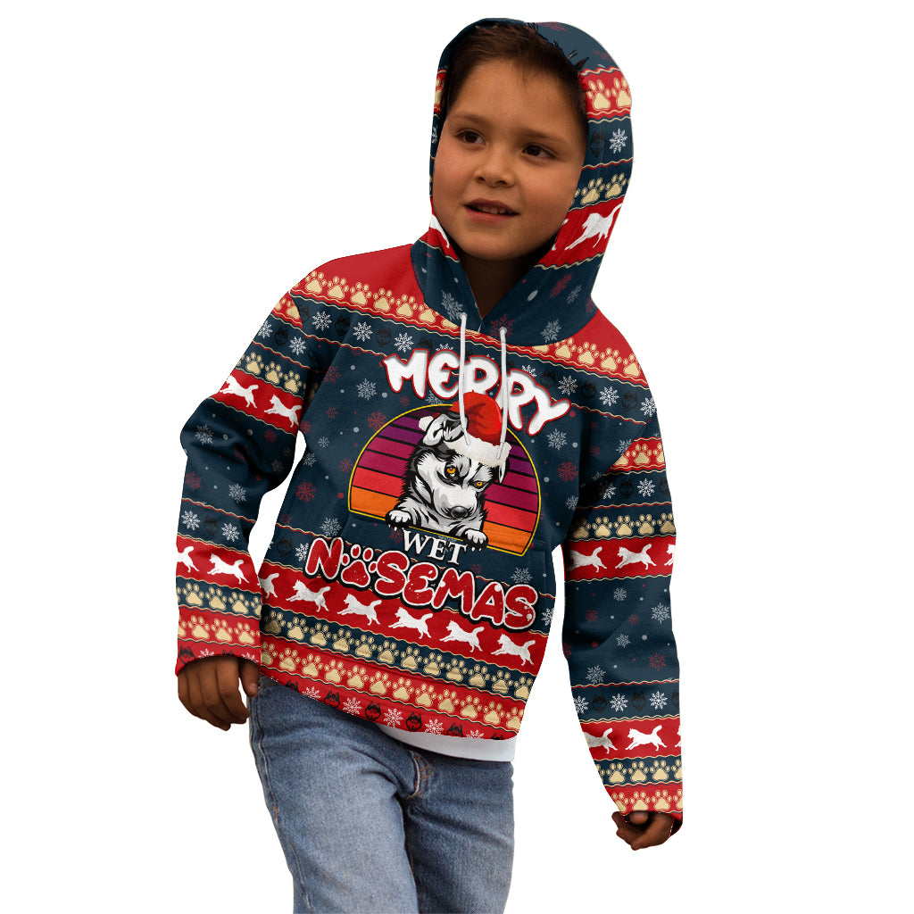 Merry Wet Nosemas Kid Hoodie Christmas Husky - Wonder Print Shop