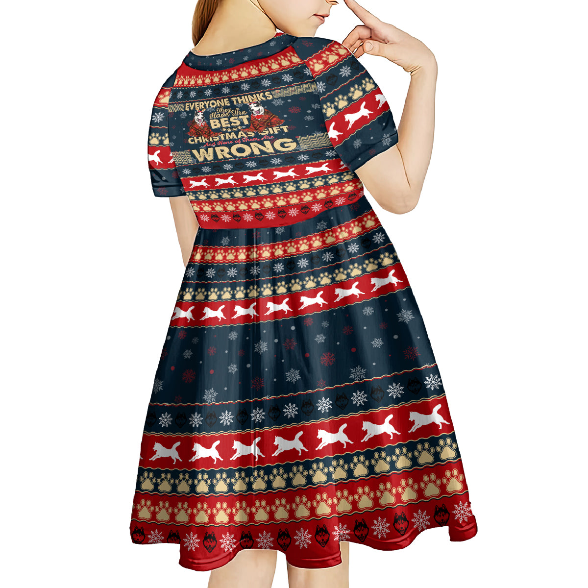 Merry Wet Nosemas Kid Short Sleeve Dress Christmas Husky - Wonder Print Shop