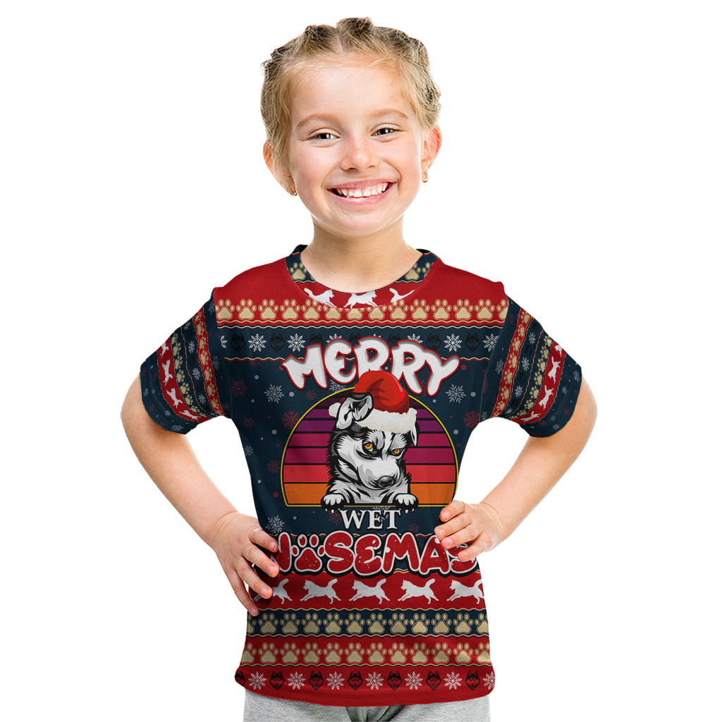 Merry Wet Nosemas Kid T Shirt Christmas Husky - Wonder Print Shop