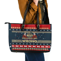 Merry Wet Nosemas Leather Tote Bag Christmas Husky - Wonder Print Shop