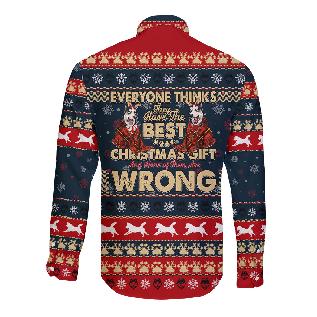 Merry Wet Nosemas Long Sleeve Button Shirt Christmas Husky - Wonder Print Shop
