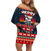 Merry Wet Nosemas Off Shoulder Short Dress Christmas Husky - Wonder Print Shop