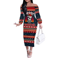 Merry Wet Nosemas Off The Shoulder Long Sleeve Dress Christmas Husky - Wonder Print Shop