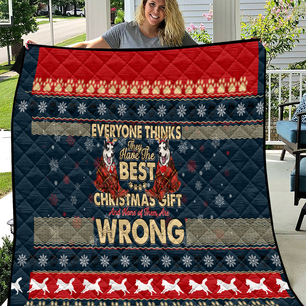 Merry Wet Nosemas Quilt Christmas Husky - Wonder Print Shop
