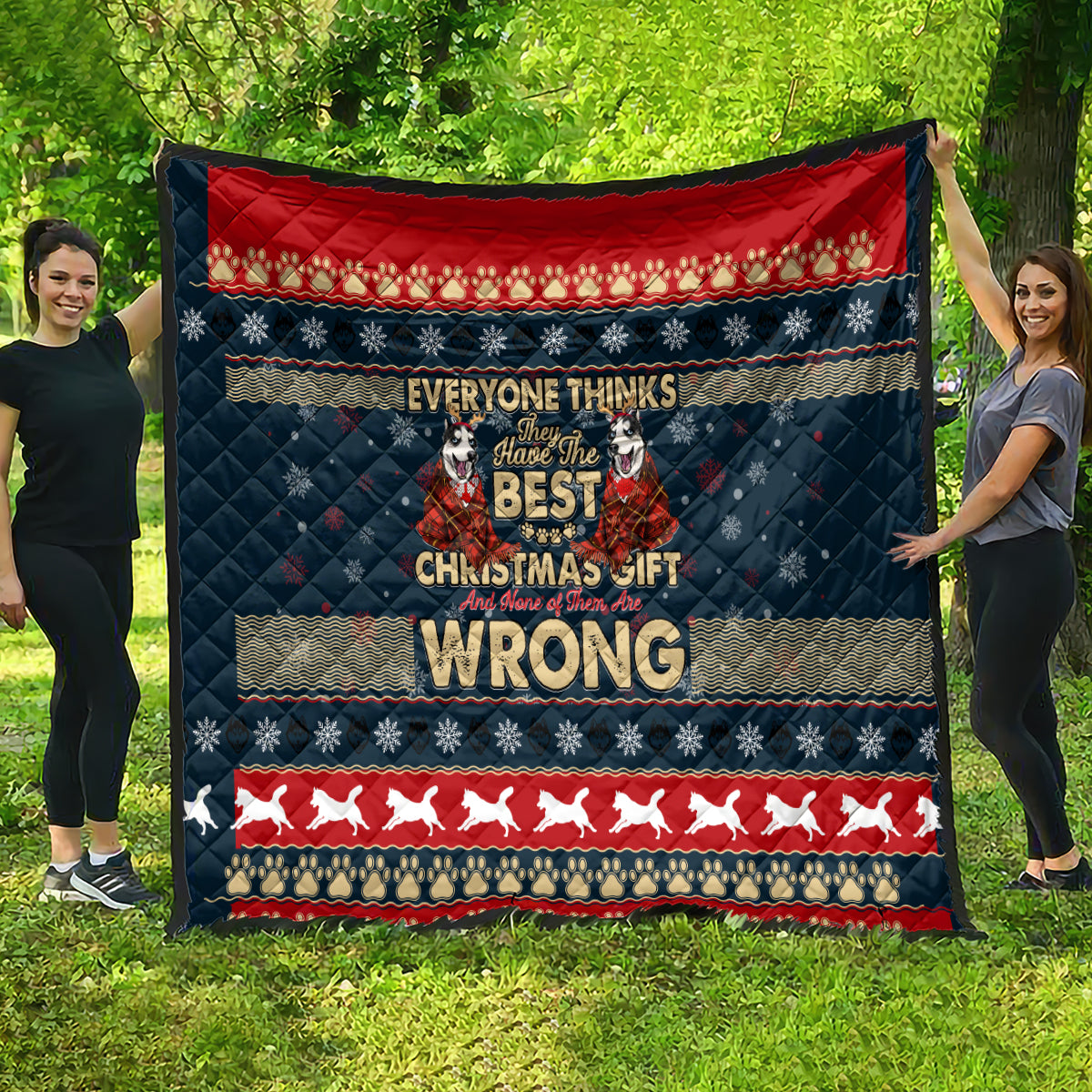 Merry Wet Nosemas Quilt Christmas Husky - Wonder Print Shop