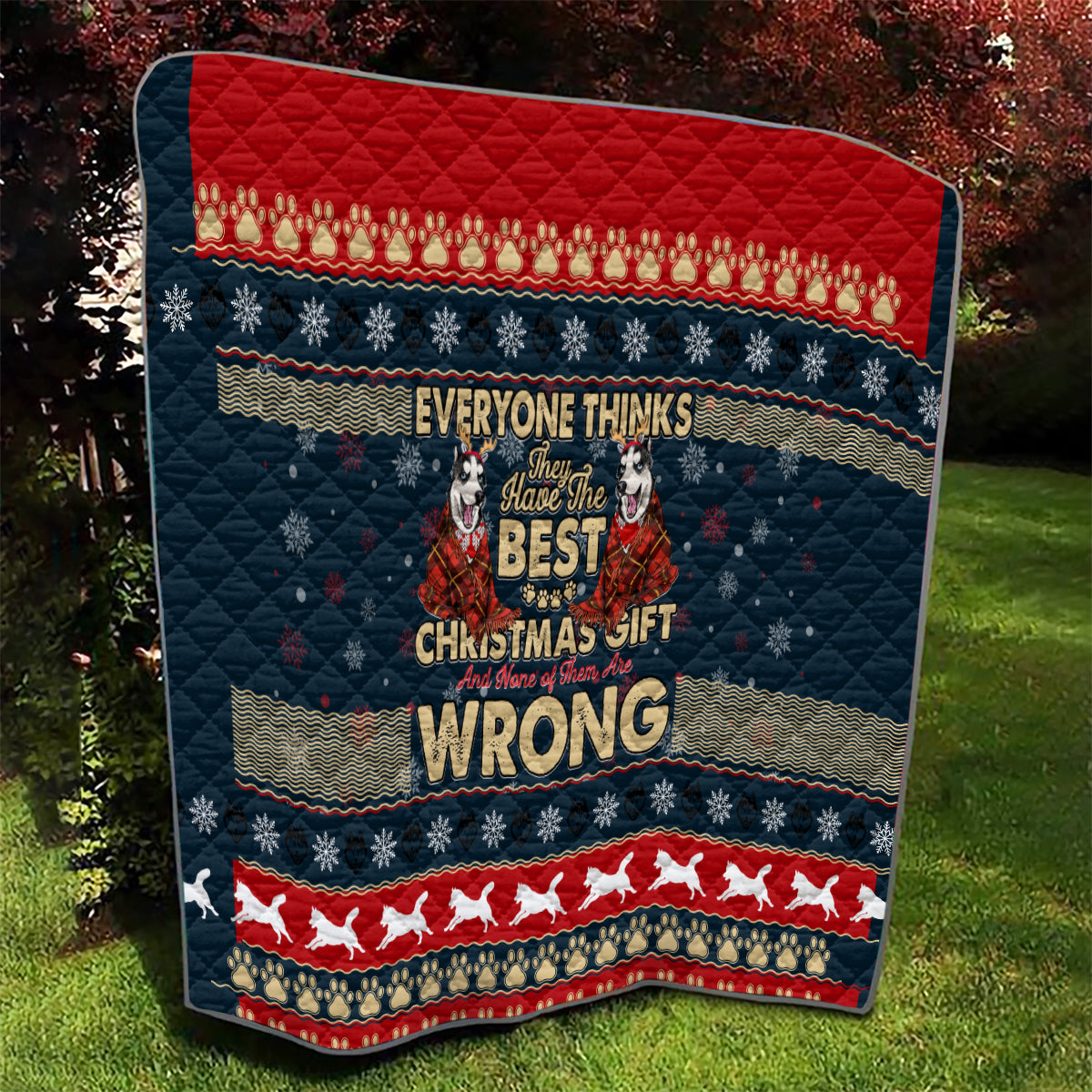 Merry Wet Nosemas Quilt Christmas Husky - Wonder Print Shop