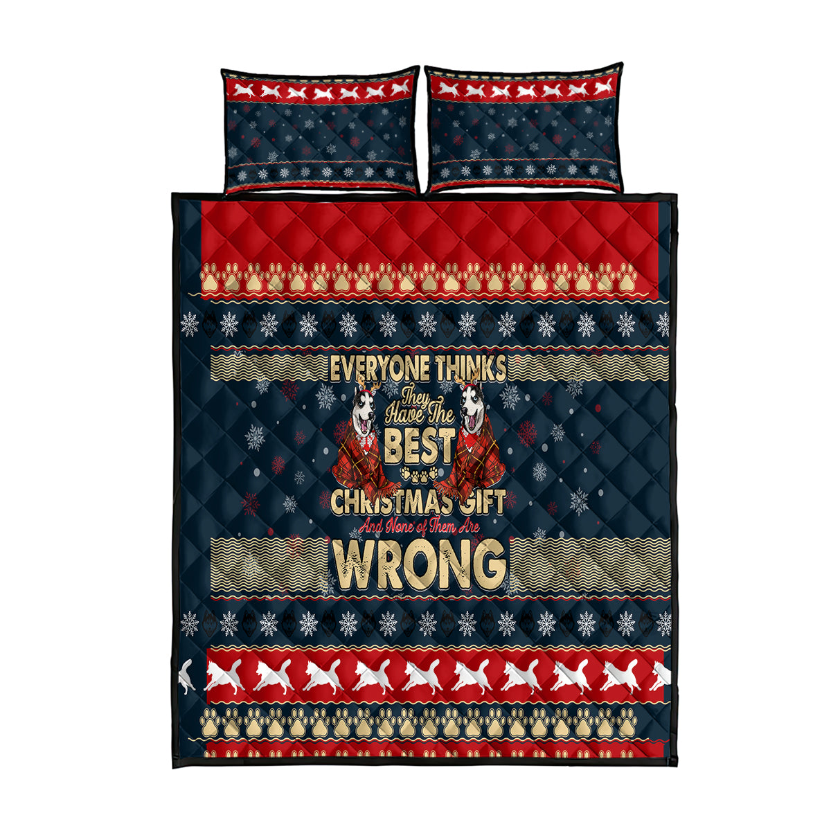 Merry Wet Nosemas Quilt Bed Set Christmas Husky - Wonder Print Shop