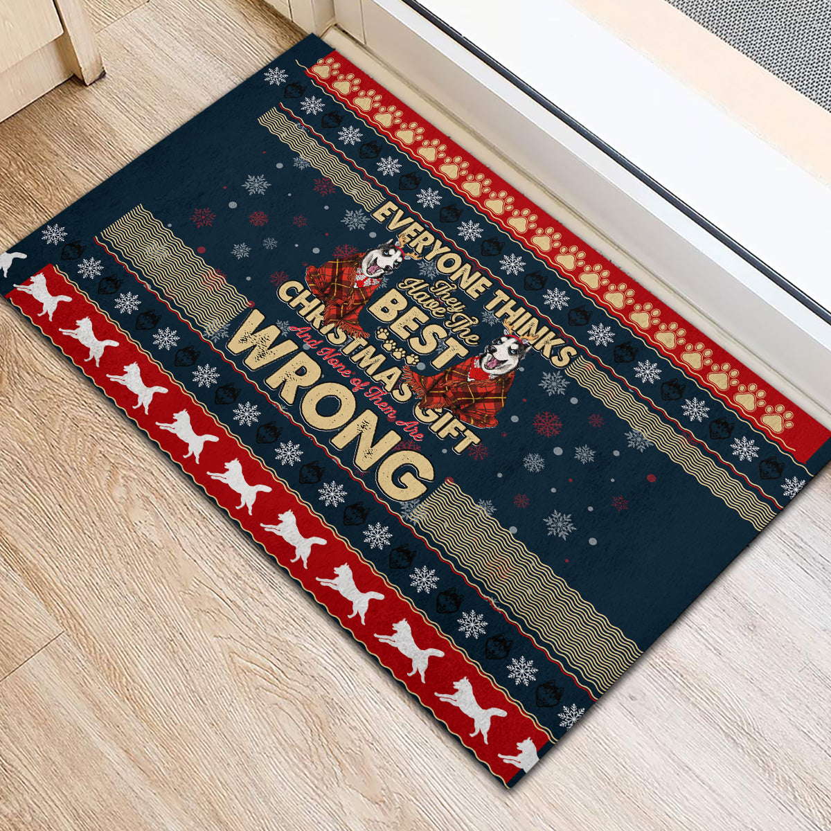 Merry Wet Nosemas Rubber Doormat Christmas Husky - Wonder Print Shop