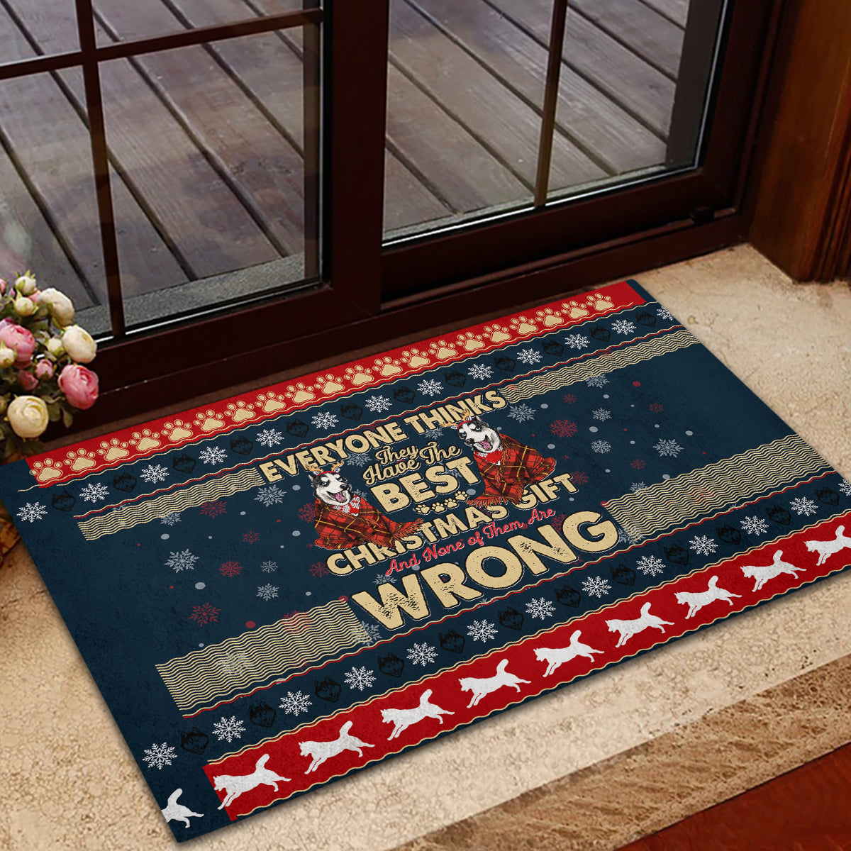 Merry Wet Nosemas Rubber Doormat Christmas Husky - Wonder Print Shop