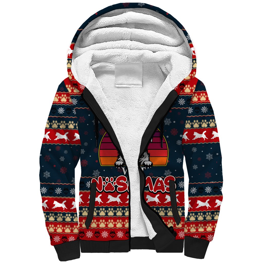 Merry Wet Nosemas Sherpa Hoodie Christmas Husky - Wonder Print Shop