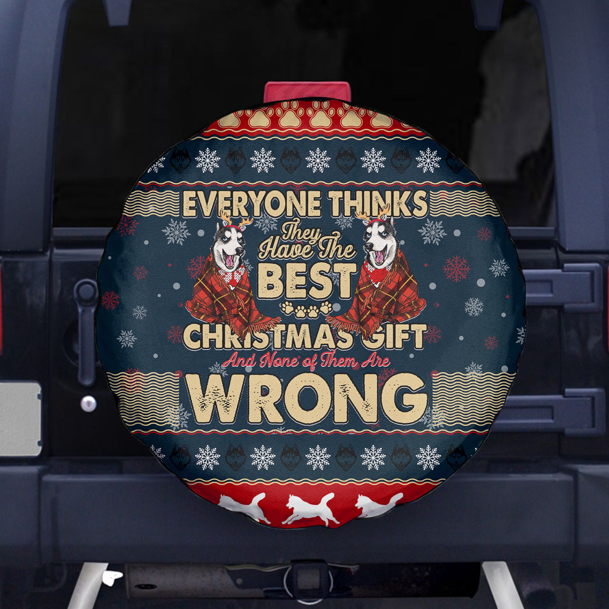 Merry Wet Nosemas Spare Tire Cover Christmas Husky - Wonder Print Shop