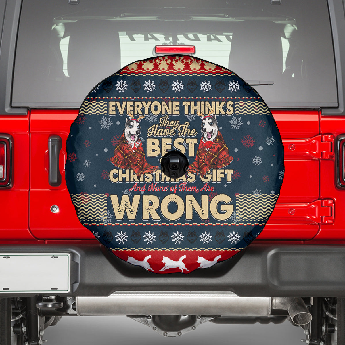 Merry Wet Nosemas Spare Tire Cover Christmas Husky - Wonder Print Shop