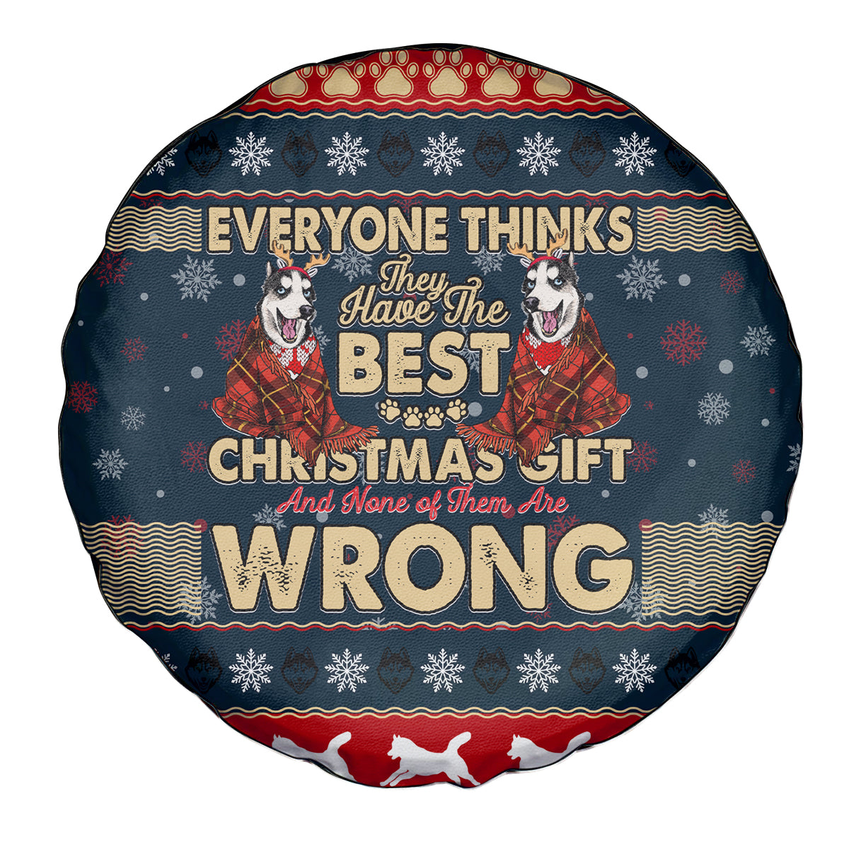 Merry Wet Nosemas Spare Tire Cover Christmas Husky - Wonder Print Shop