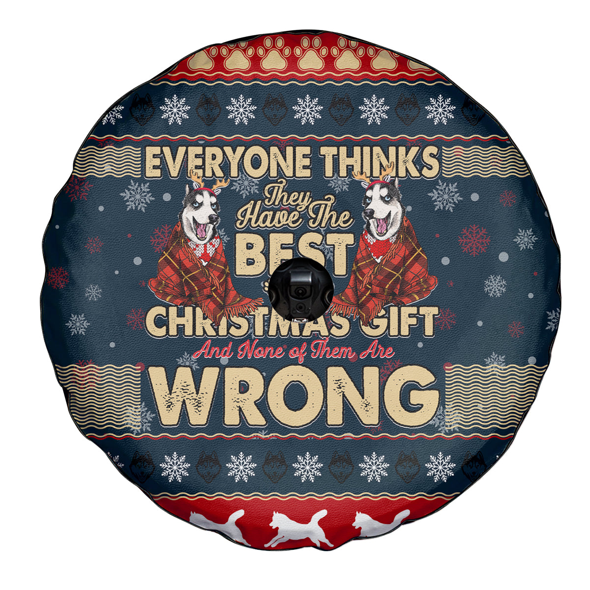 Merry Wet Nosemas Spare Tire Cover Christmas Husky - Wonder Print Shop