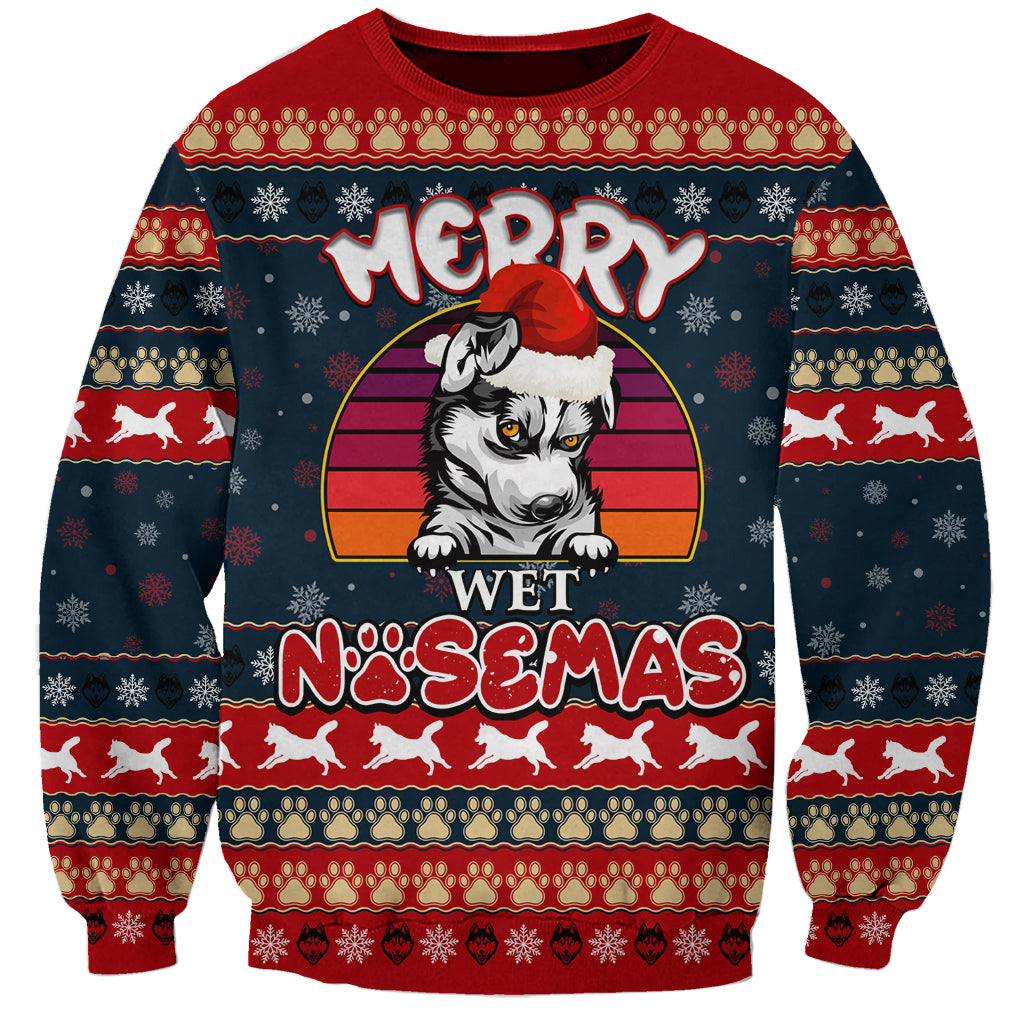 Merry Wet Nosemas Sweatshirt Christmas Husky - Wonder Print Shop