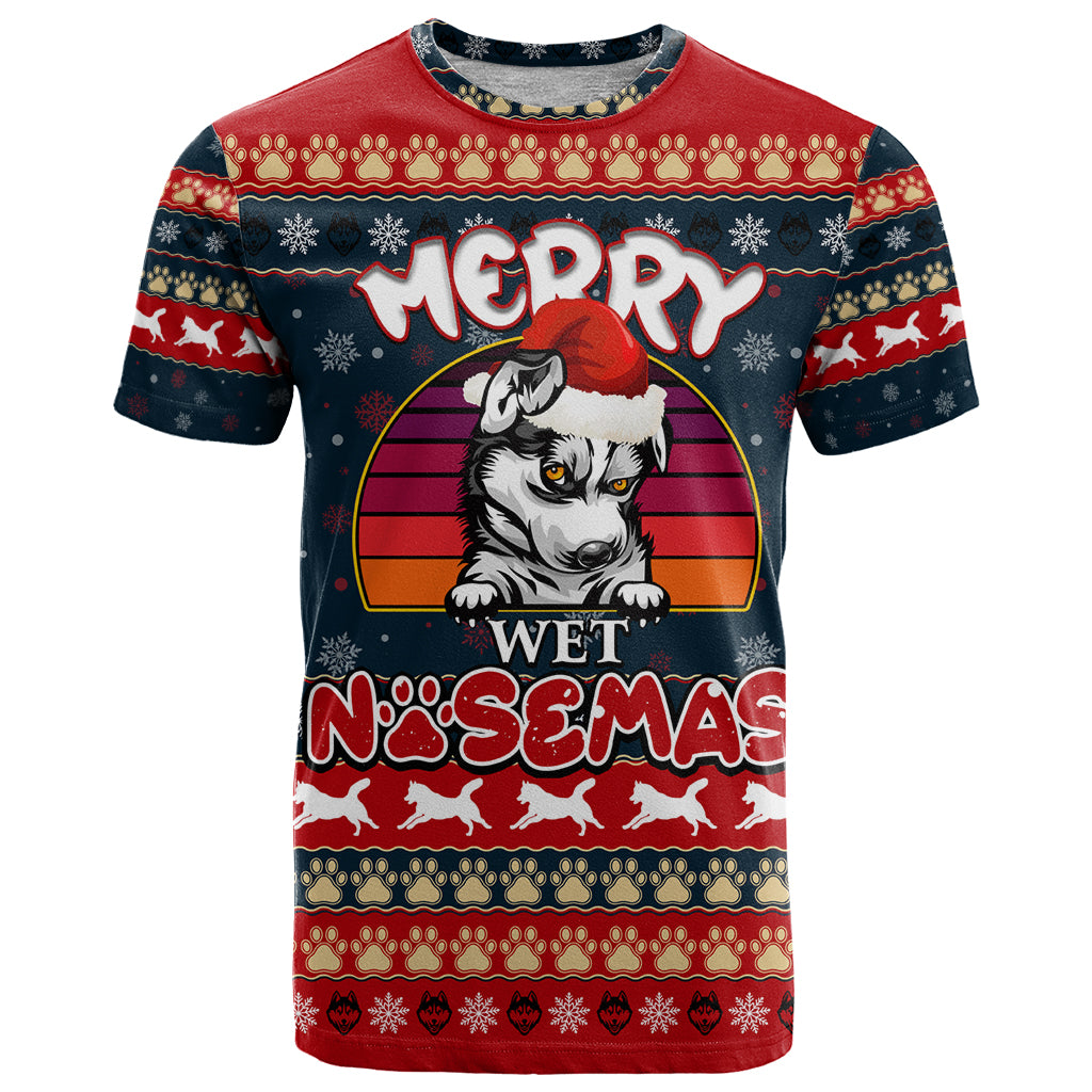 Merry Wet Nosemas T Shirt Christmas Husky - Wonder Print Shop