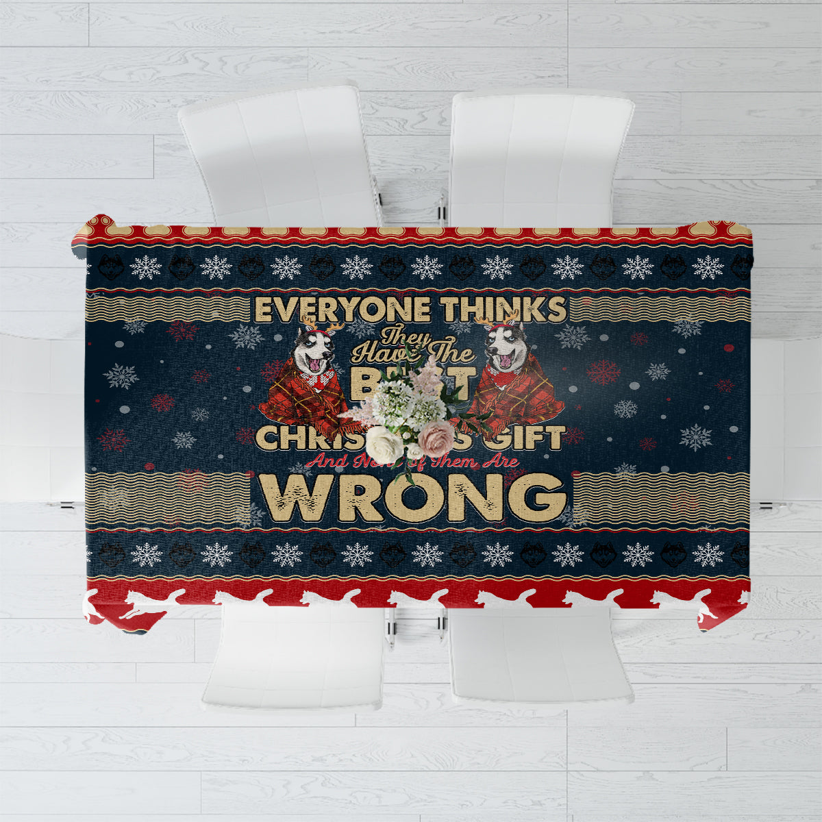 Merry Wet Nosemas Tablecloth Christmas Husky - Wonder Print Shop