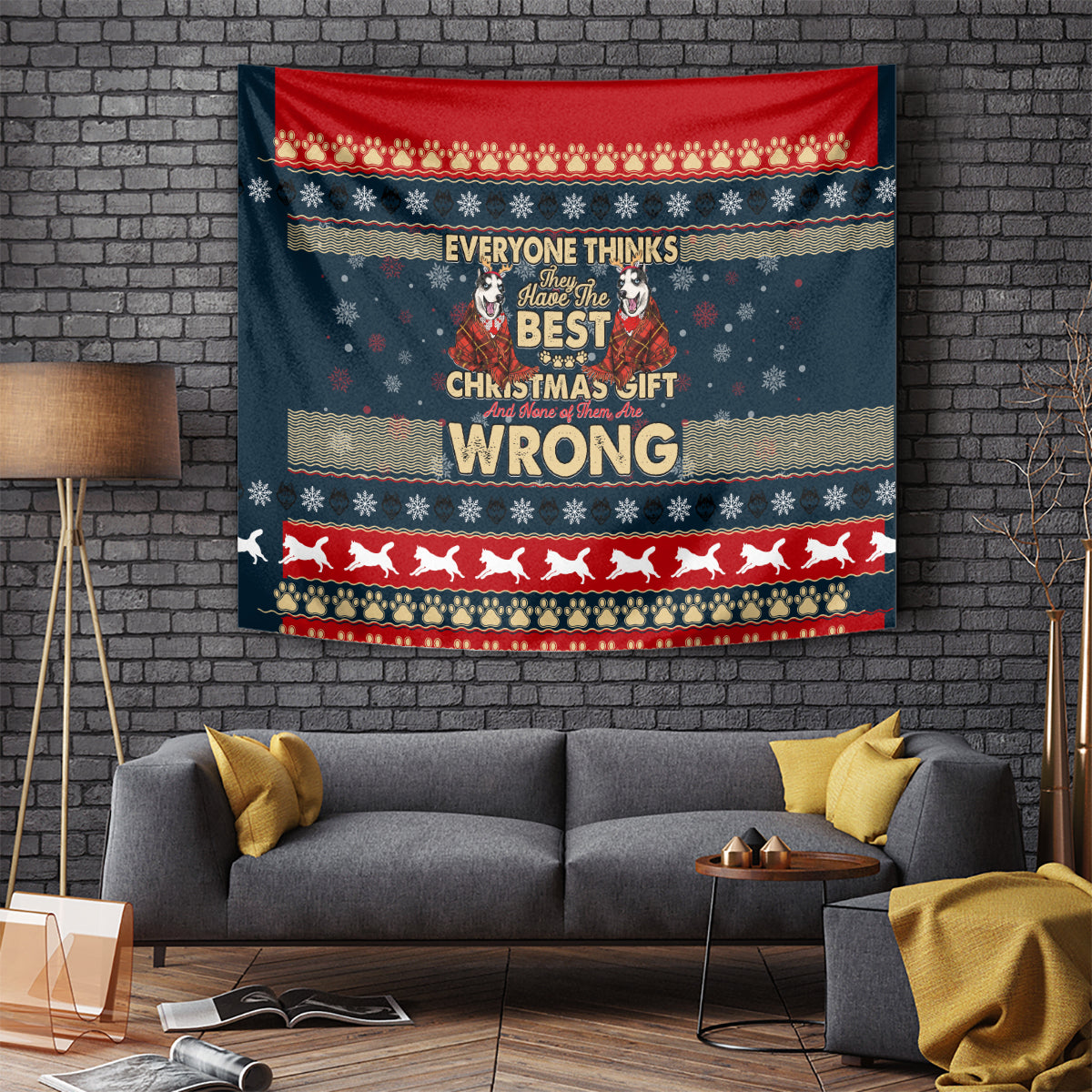 Merry Wet Nosemas Tapestry Christmas Husky - Wonder Print Shop
