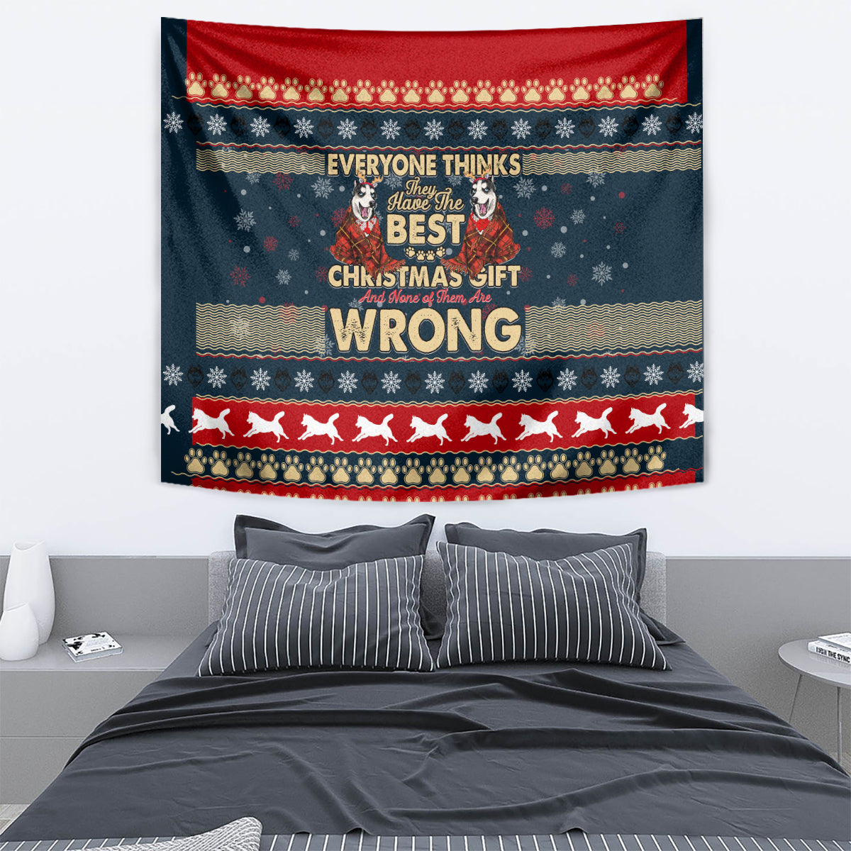 Merry Wet Nosemas Tapestry Christmas Husky - Wonder Print Shop