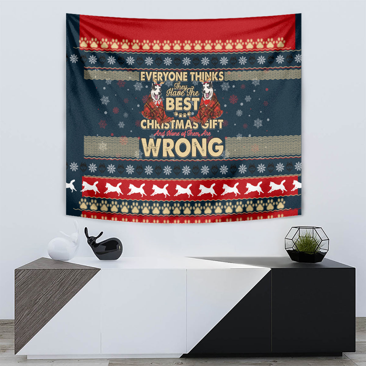 Merry Wet Nosemas Tapestry Christmas Husky - Wonder Print Shop