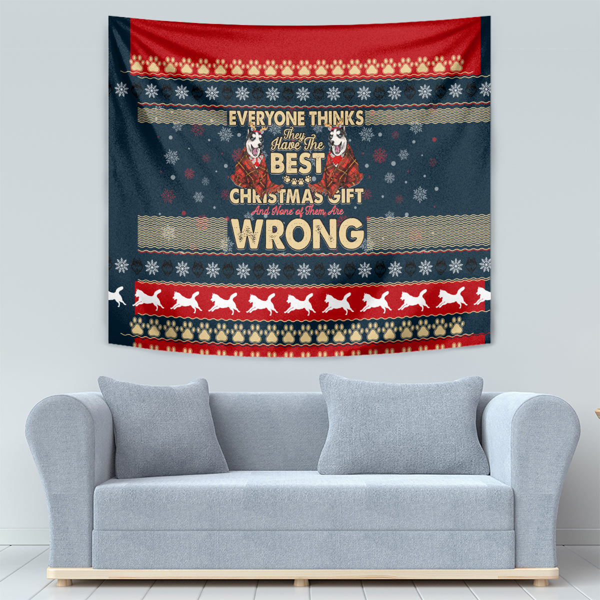Merry Wet Nosemas Tapestry Christmas Husky - Wonder Print Shop