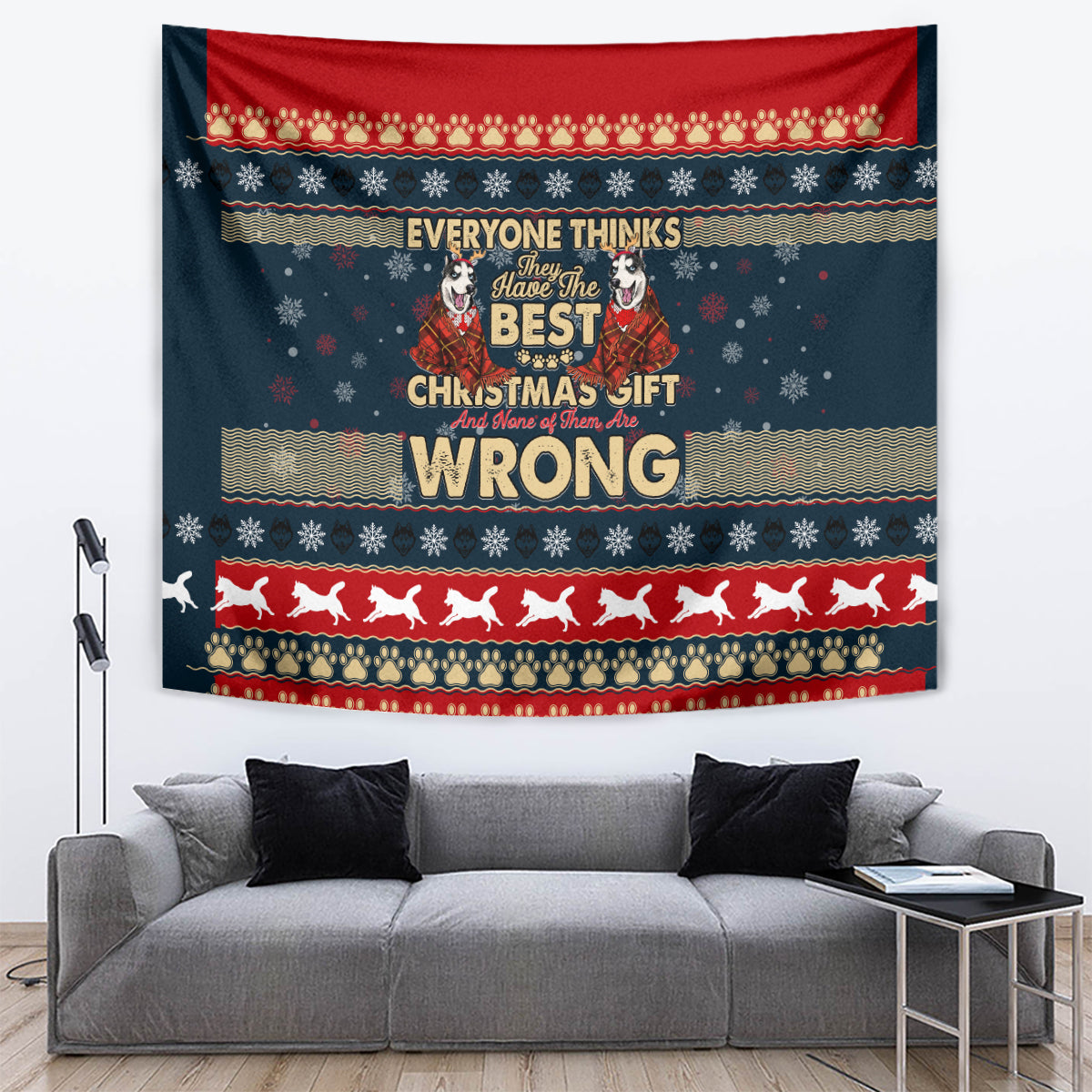 Merry Wet Nosemas Tapestry Christmas Husky - Wonder Print Shop