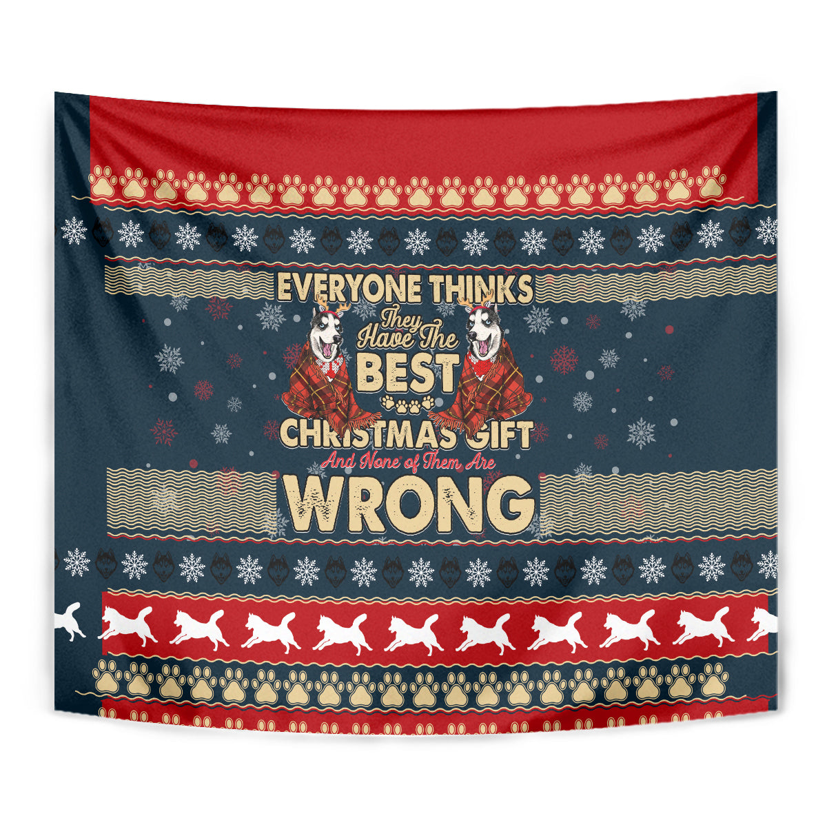 Merry Wet Nosemas Tapestry Christmas Husky - Wonder Print Shop