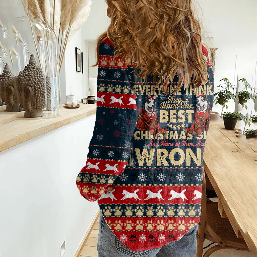 Merry Wet Nosemas Women Casual Shirt Christmas Husky - Wonder Print Shop