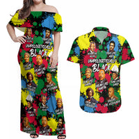 Unapologetically Black Couples Matching Off Shoulder Maxi Dress and Hawaiian Shirt Civil Rights Leaders - Wonder Print Shop
