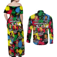 Unapologetically Black Couples Matching Off Shoulder Maxi Dress and Long Sleeve Button Shirt Civil Rights Leaders - Wonder Print Shop