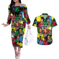 Unapologetically Black Couples Matching Off The Shoulder Long Sleeve Dress and Hawaiian Shirt Civil Rights Leaders - Wonder Print Shop