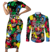 Unapologetically Black Couples Matching Short Sleeve Bodycon Dress and Long Sleeve Button Shirt Civil Rights Leaders - Wonder Print Shop
