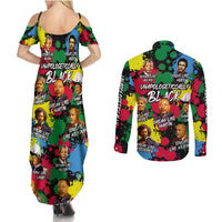 Unapologetically Black Couples Matching Summer Maxi Dress and Long Sleeve Button Shirt Civil Rights Leaders - Wonder Print Shop