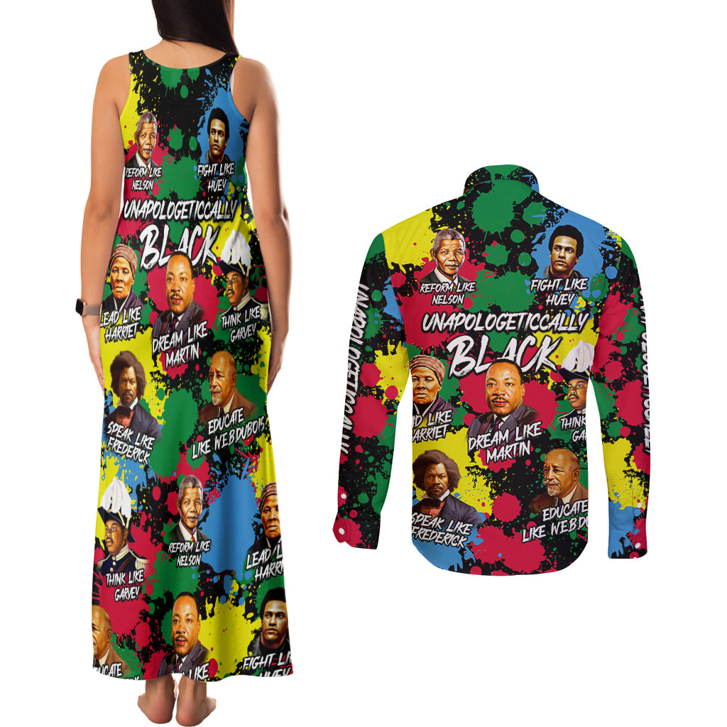 Unapologetically Black Couples Matching Tank Maxi Dress and Long Sleeve Button Shirt Civil Rights Leaders - Wonder Print Shop