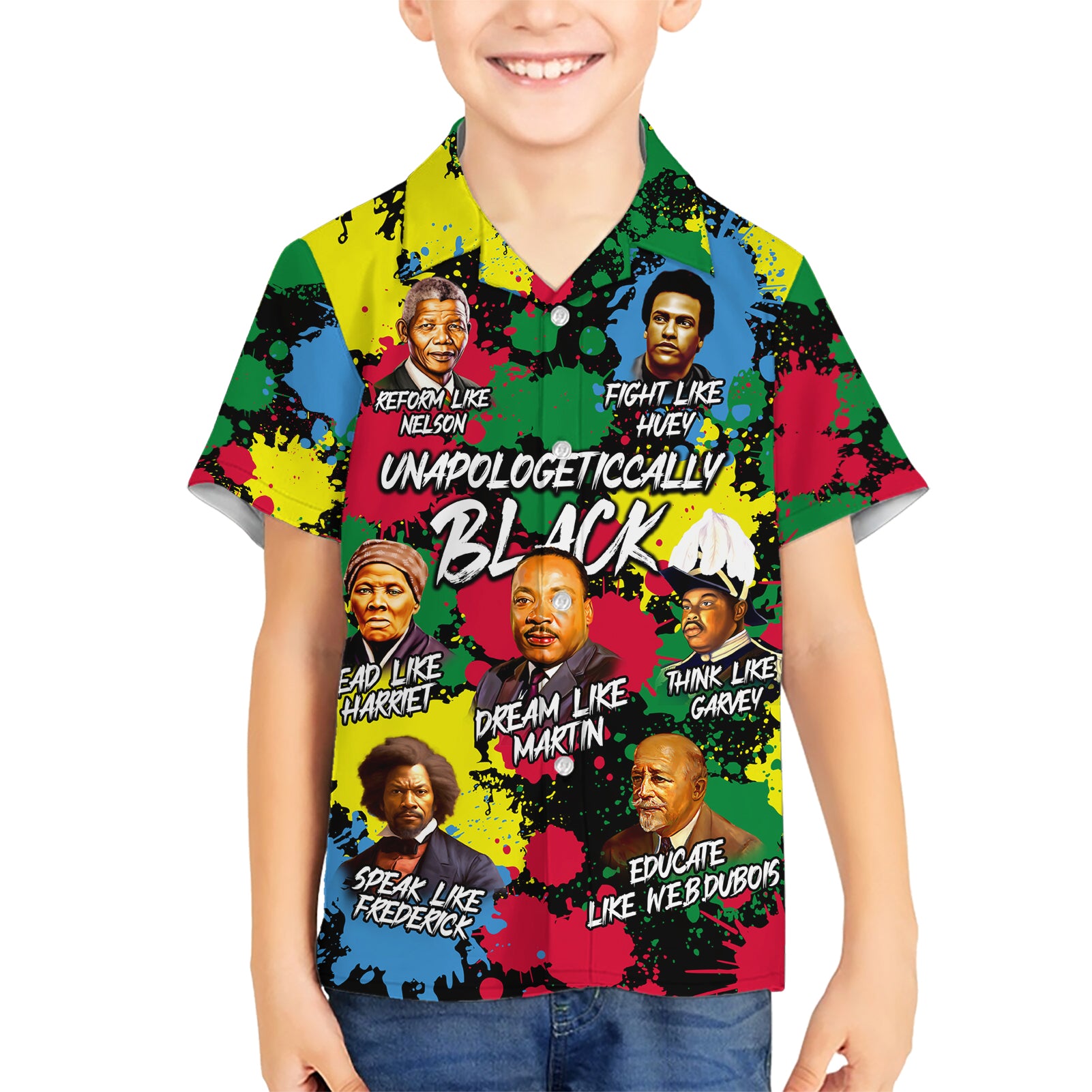 Unapologetically Black Kid Hawaiian Shirt Civil Rights Leaders - Wonder Print Shop