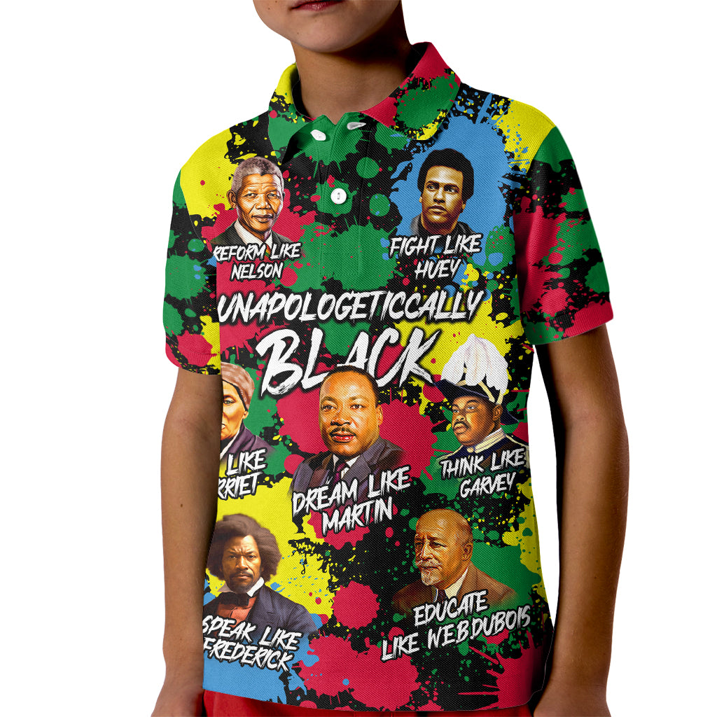 Unapologetically Black Kid Polo Shirt Civil Rights Leaders - Wonder Print Shop