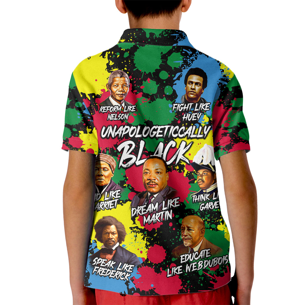 Unapologetically Black Kid Polo Shirt Civil Rights Leaders - Wonder Print Shop