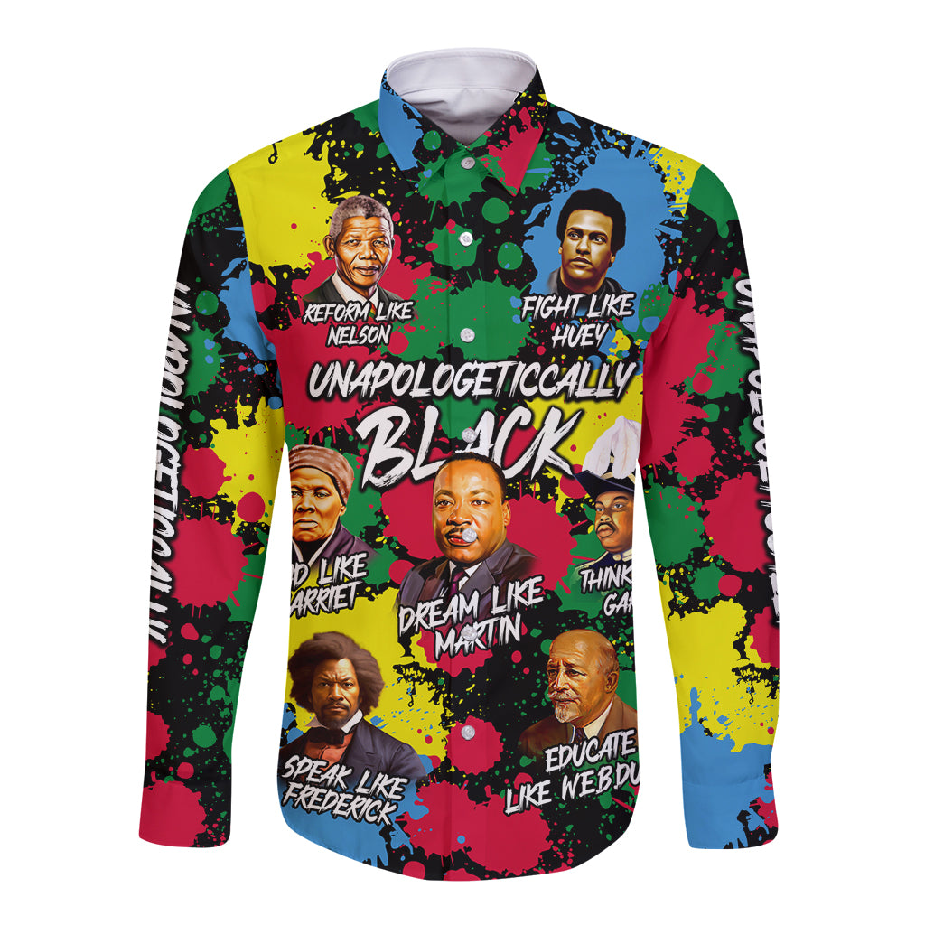Unapologetically Black Long Sleeve Button Shirt Civil Rights Leaders - Wonder Print Shop
