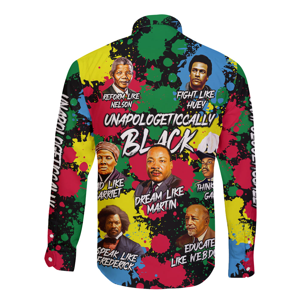 Unapologetically Black Long Sleeve Button Shirt Civil Rights Leaders - Wonder Print Shop