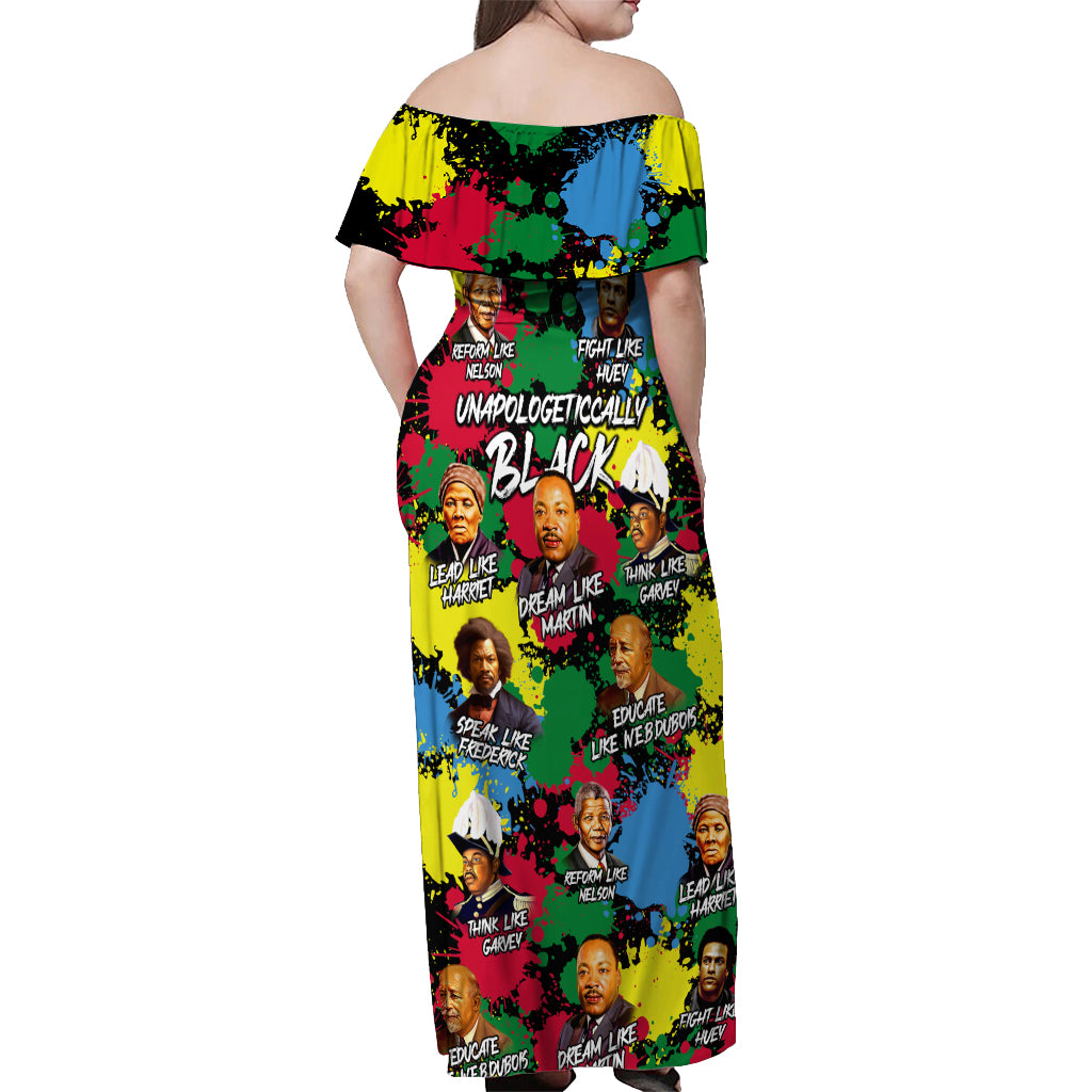 Unapologetically Black Off Shoulder Maxi Dress Civil Rights Leaders - Wonder Print Shop