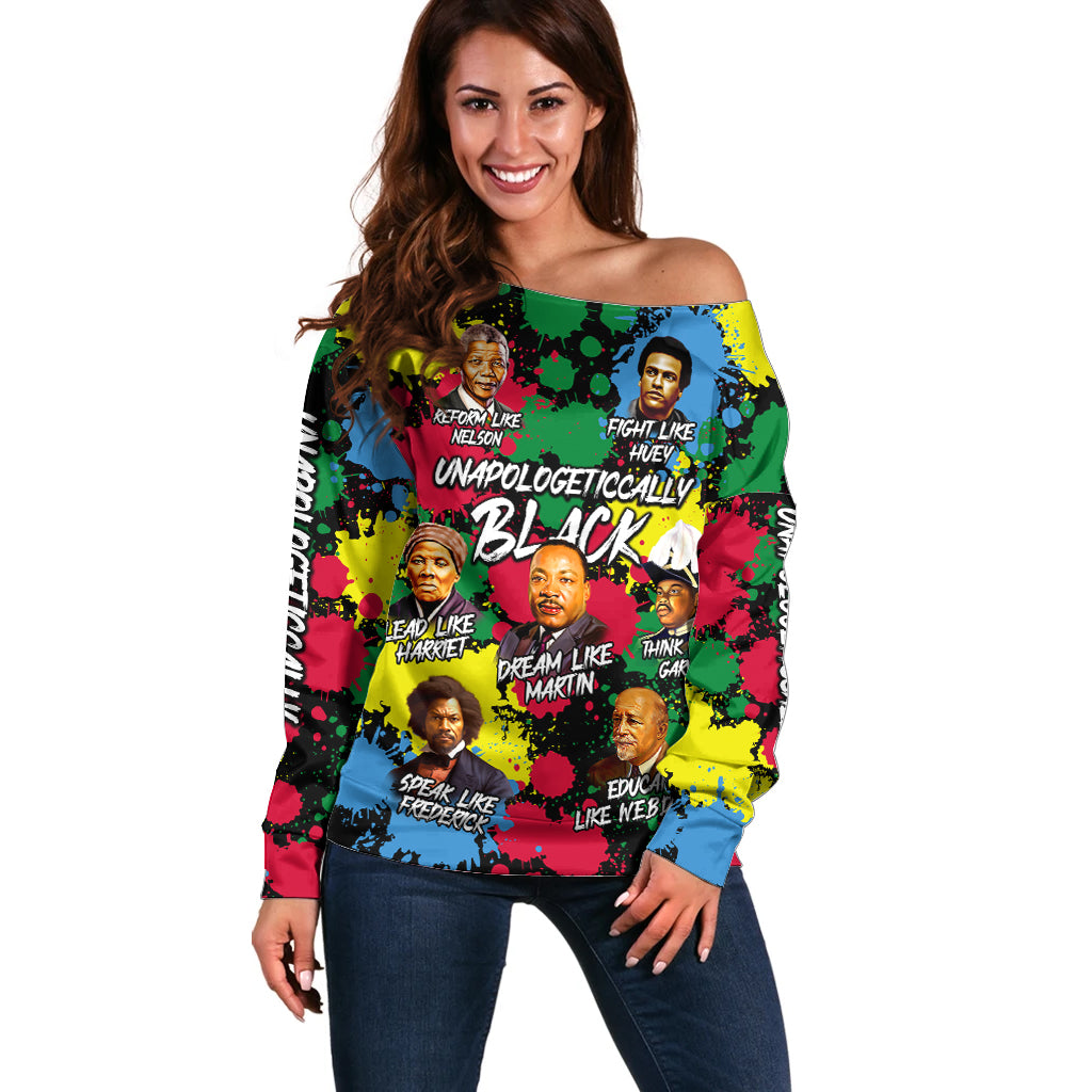 Unapologetically Black Off Shoulder Sweater Civil Rights Leaders